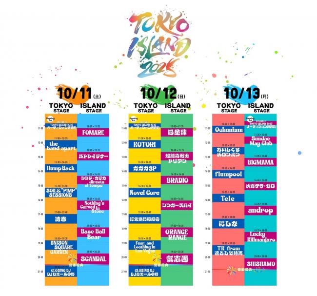『TOKYO ISLAND 2025』タイムテーブル